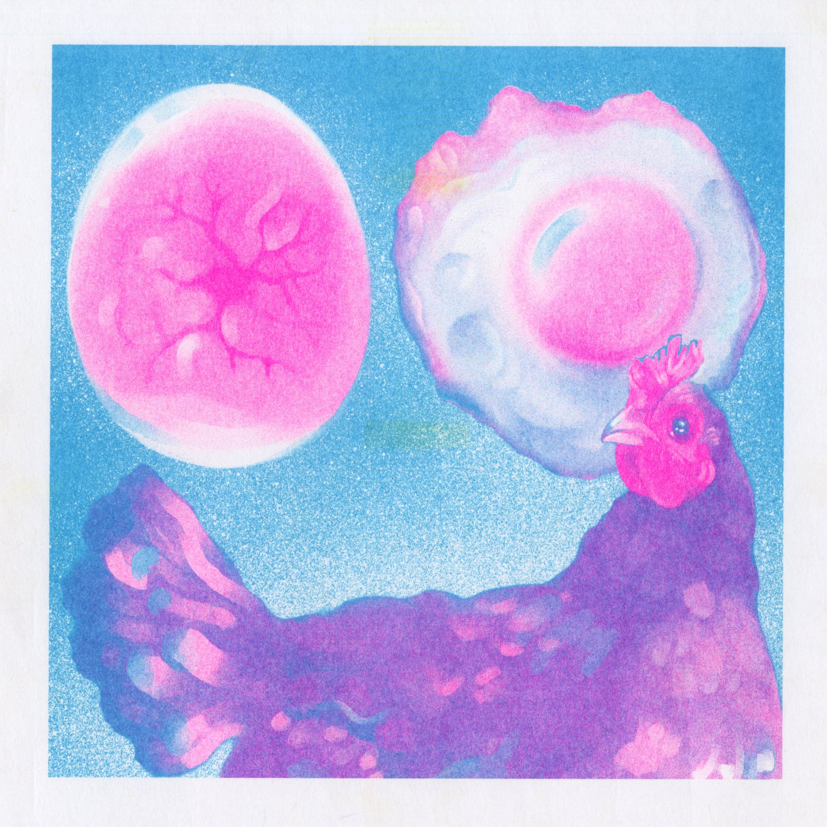 What Came First? (Pink/Blue) Riso Print
